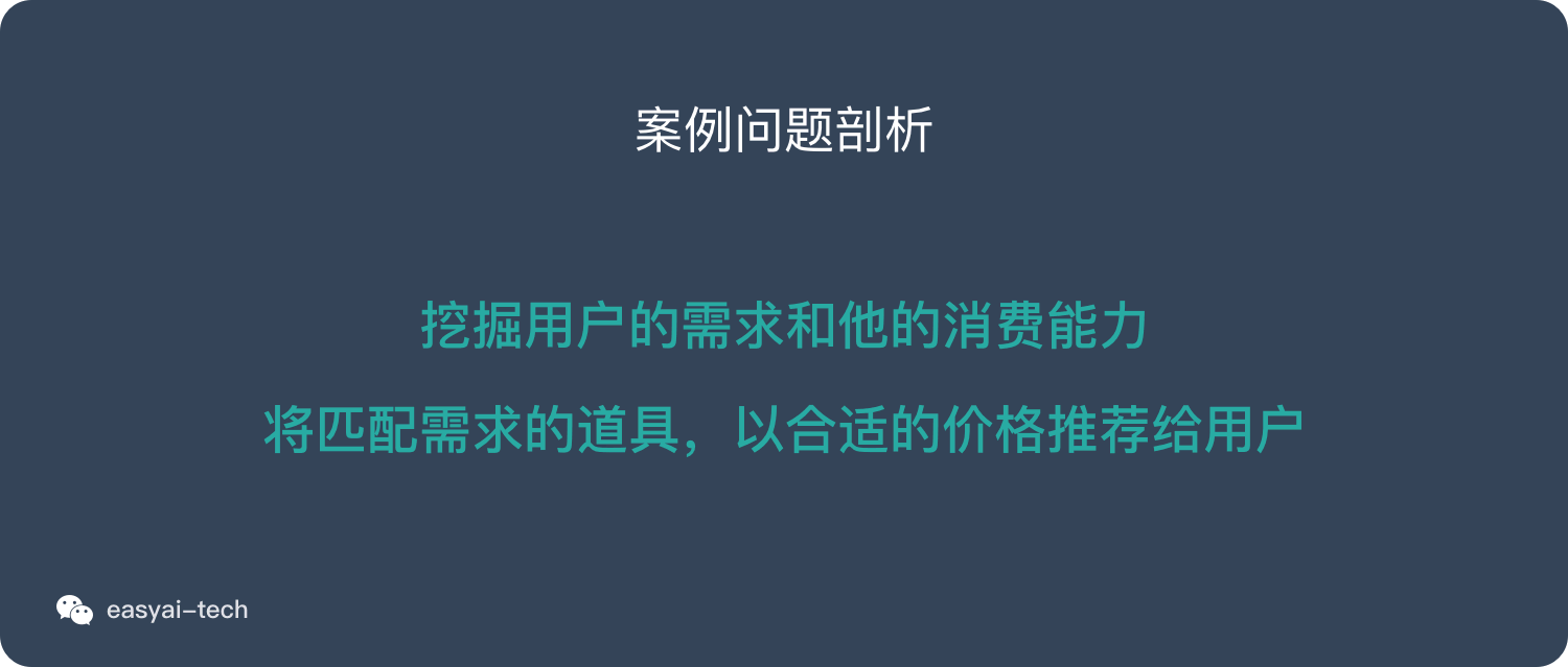 挖掘用戶的需求和他的消費能力，將匹配需求的道具，以合適的價格推薦給用戶